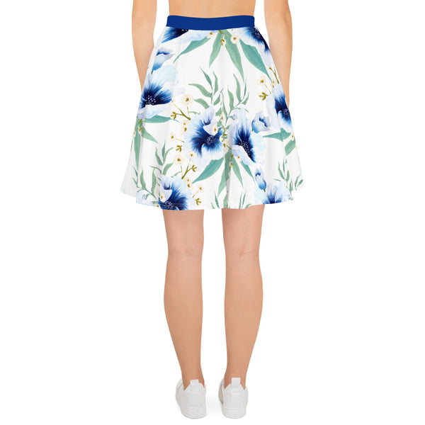 Floral Skater Skirt with large blue flowers