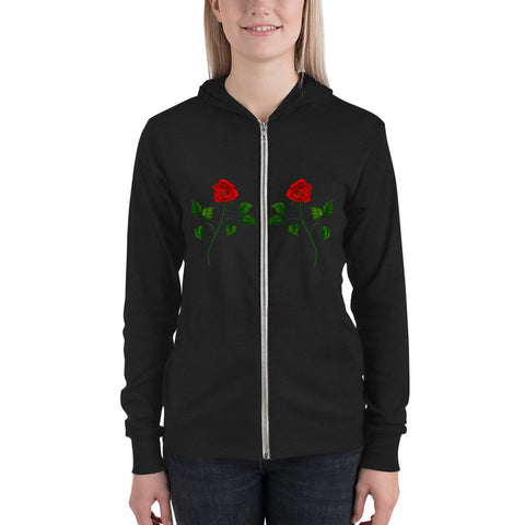 Women's zip hoodie with roses